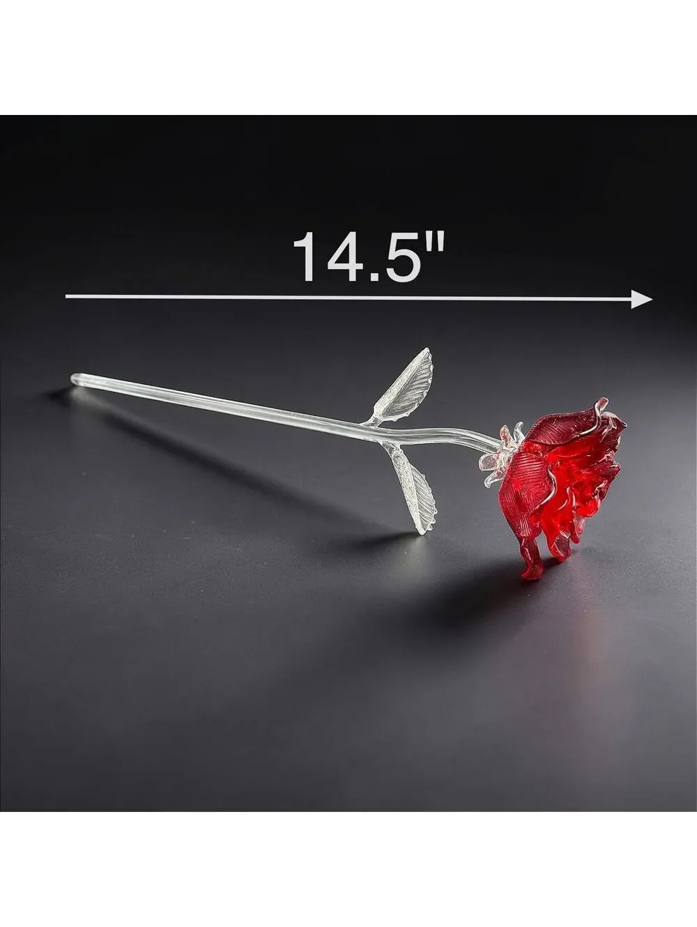 Vtg Waterford Crystal Red Rose Long Stem Glass Flower Signed Romantic Gift 14.5